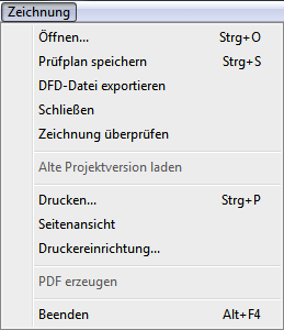 Menü: Zeichnung