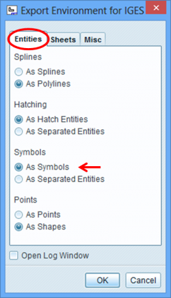 Menu „Export Environment for IGES“