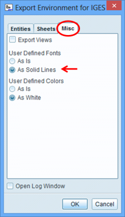 Menu „Export Environment for IGES“